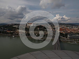 View of Bratislava from the UFO Bridge, Slovakia