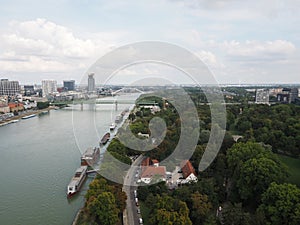 View of Bratislava from the UFO Bridge, Slovakia photo