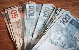 View of the Brazil money reais photo