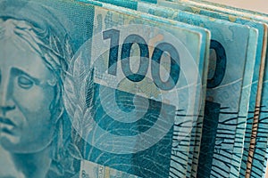 View of the Brazilian money, reais, high nominal photo