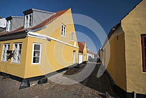 View of Bredeslippe street in Ribe, Denmark