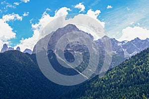 View of the Brenta group mountains on the Dolomites