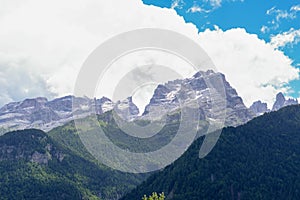 View of the Brenta group mountains on the Dolomites