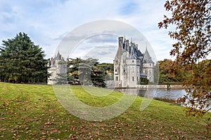 The view of Bretesche castle from the park. Missillac commune in Loire-Atlantique region of France