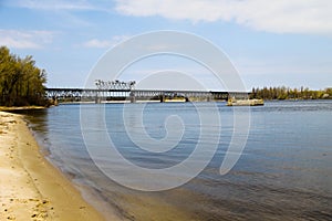 View on bridge across Dnieper river in Kremenchug, Ukraine