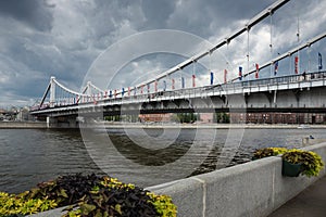 View of the Bridge across Moscow river in cloudy weather