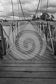 View of bridge against sky in black and white