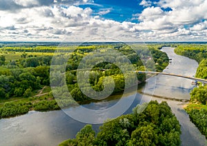 View of the bridge and the Desna River from a height