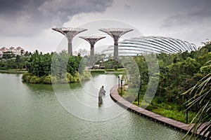 View from bridge into Gardens by the Bay