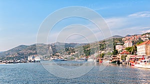 View of the bridge and Harbor in Dubrovnik Croatia