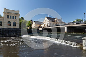 View of the bridge on the main street of the city. Uppsala. Sweden 08.2019