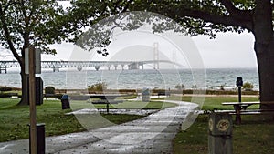 View of bridge from Michilimackinac State Park