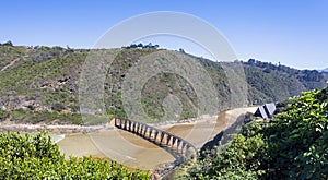View of the bridge over the Kaaimans River with  landscape of the mouth and floodplain of the river in South Africa photo