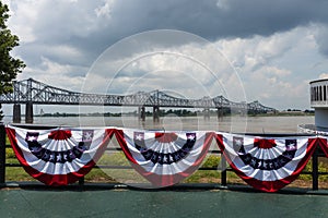 View of the bridge over the Mississippi River near the city of Natchez, Mississippi, USA;