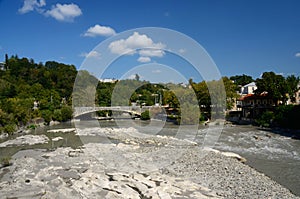 View of bridge over Rioni river in Kutaisi, Georgia,Imereti photo