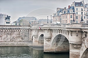 View of the bridge Pont neuf on Ile de la Cite, Paris ,France