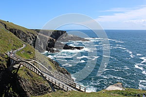 View of the Bridge, the rocks and sea water at Mizen Head Ireland