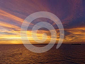 A view from a bridge of a ship anchored off Groote Eylandt