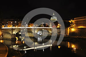 View of the bridge Vittorio Emanuele II and the dome of the Basilica of Saint Peter