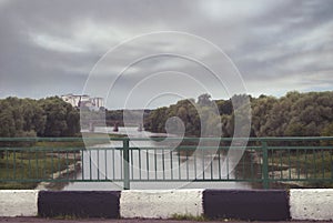 View of the bridges over the river Hoper in the city of Balashov photo