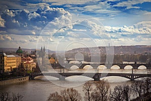 View on bridges in Prague, Czech Republic