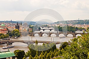 View of bridges in Prague