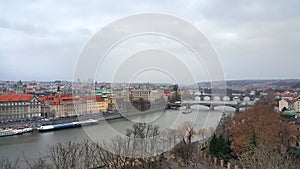 View of bridges on the Vltava river, Prague, Czech Republic