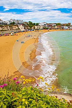 View of Broadstairs sandy beach Kent UK