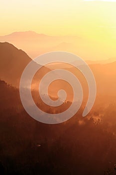 View of the Bromo Mountain area in the morning