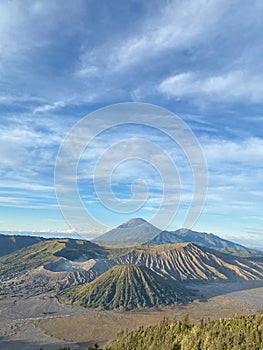 The view of Bromo Mountain with the clear skies from Penanjakan
