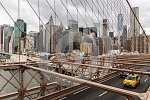 View from Brooklyn Bridge at Lower Manhattan