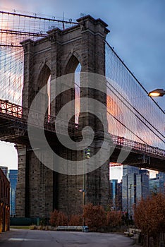 View of the Brooklyn Bridge and Manhattan from the riverside of the East River at sunset - 6