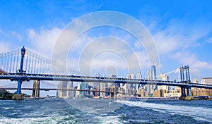 a View of Brooklyn Bridge and Manhattan skyline - New York City