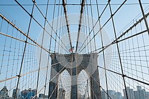 View of Brooklyn Bridge in New York City, USA