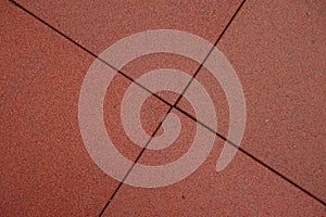 View of brownish red EPDM rubber floor from above