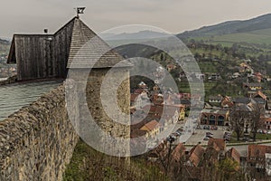 View from Brumov castle in spring cloudy day in Moravia