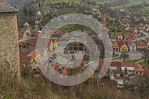 View from Brumov castle in spring cloudy day in Moravia