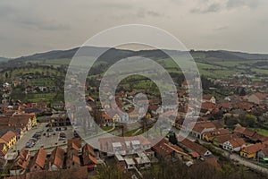 View from Brumov castle in spring cloudy day in Moravia