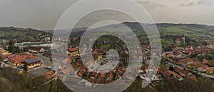 View from Brumov castle in spring cloudy day in Moravia