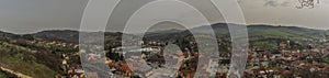 View from Brumov castle in spring cloudy day in Moravia