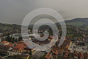 View from Brumov castle in spring cloudy day in Moravia