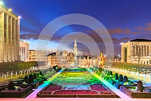 View of Brussels city center in the evening