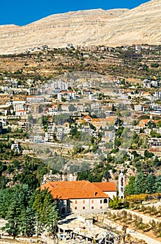 View of Bsharri town in the Qadisha Valley, Lebanon