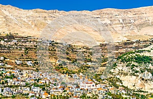 View of Bsharri town in the Qadisha Valley, Lebanon