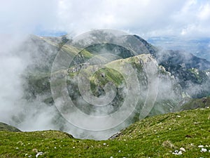 the view of Bucegi mountains during summer
