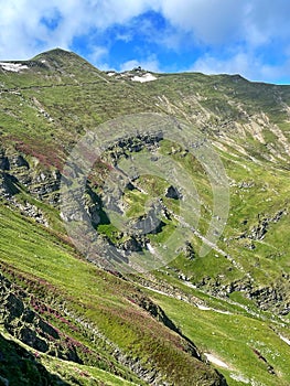the view of Bucegi mountains during summer