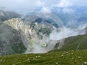 the view of Bucegi mountains during summer