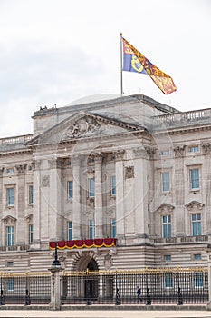 View of Buckingham Palace with King\'s Standard flying