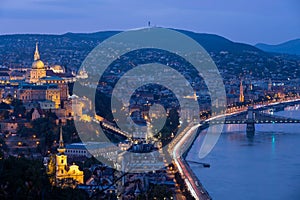 View on Budapest city at dusk in Hungary