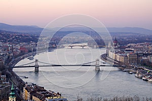 View of Budapest in evening, Hungary